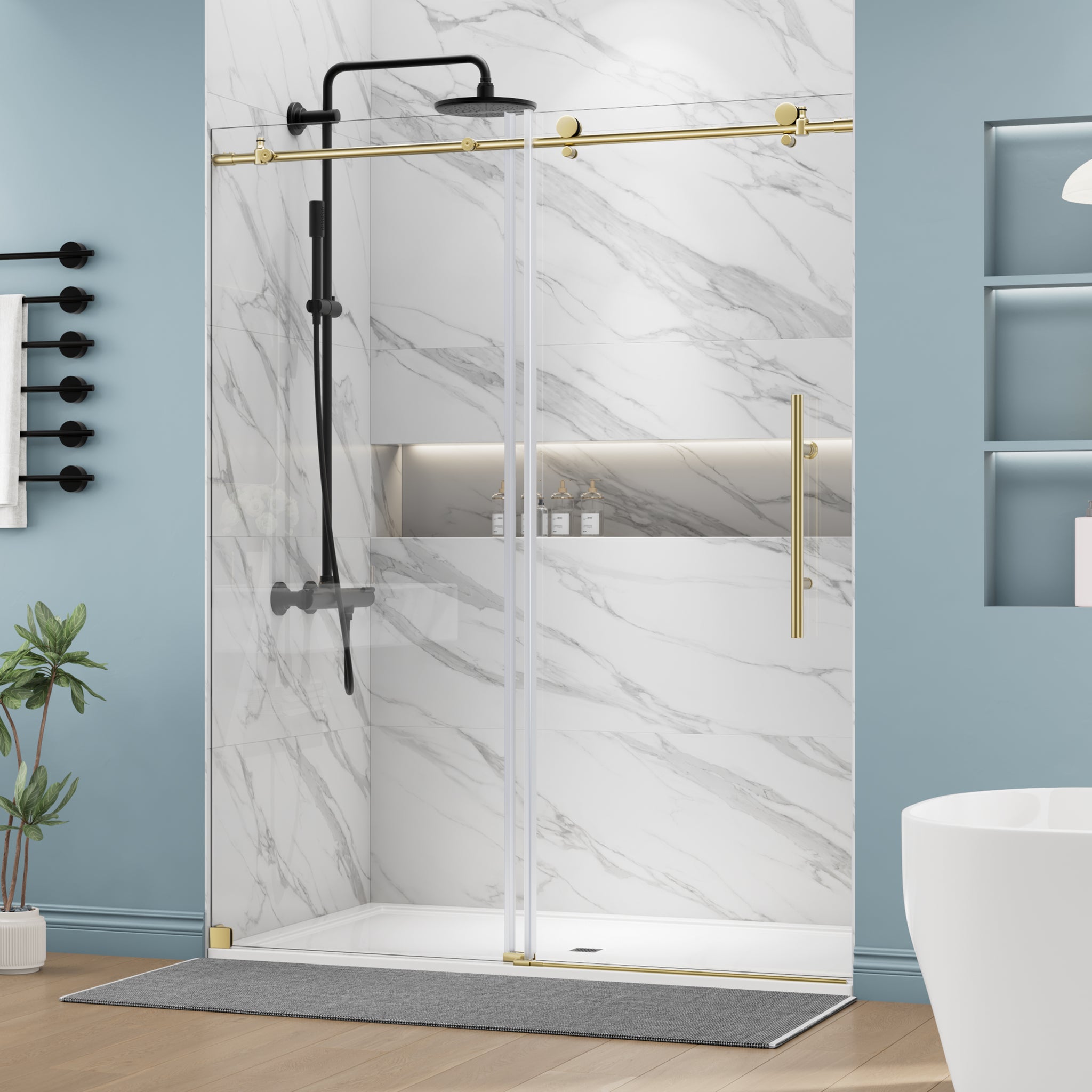 Delavin Frameless Shower Door W101: 56-60