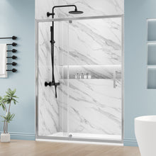 Load image into Gallery viewer, DELAVIN Semi-frameless Pivot Shower Door, Adjustable Swing Glass Shower Door, Water Repellent Shower Door, Black Shower Door With SGCC Clear Tempered Glass, Explosion-Proof Film
