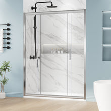 Load image into Gallery viewer, DELAVIN 60&quot; W x 75&quot; H Semi-Frameless Double Sliding Shower Door, Glass Shower Door with Clear Tempered Glass, Water Repellent Shower Door With Magnetic Seal Strip, SGCC Clear Tempered Glass
