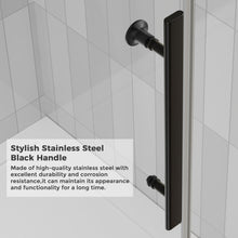 Load image into Gallery viewer, DELAVIN 60.in W x 75.in Semi-Frameles Shower Door with Clear SGCC Tempered Glass and Easy Roller System，Black Sliding Shower Door with Water Seal Strips, Glass Shower Door with Explosion-Proof Film
