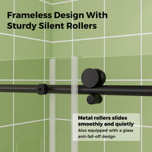 Load image into Gallery viewer, DELAVIN Frameless Shower Door, Black Sliding Shower Door with 1/4" (6mm) Clear SGCC Certified Tempered Glass, Explosion-Proof Film, Stainless Steel Hardware
