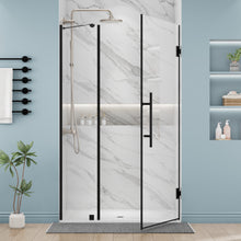 Load image into Gallery viewer, DELAVIN Frameless Hinged Shower Door, Hinged Glass Shower Door with 5/16&quot;(8mm) SGCC Tempered Glass, Bathroom Swing Shower Door with Magnetic Seal Strips
