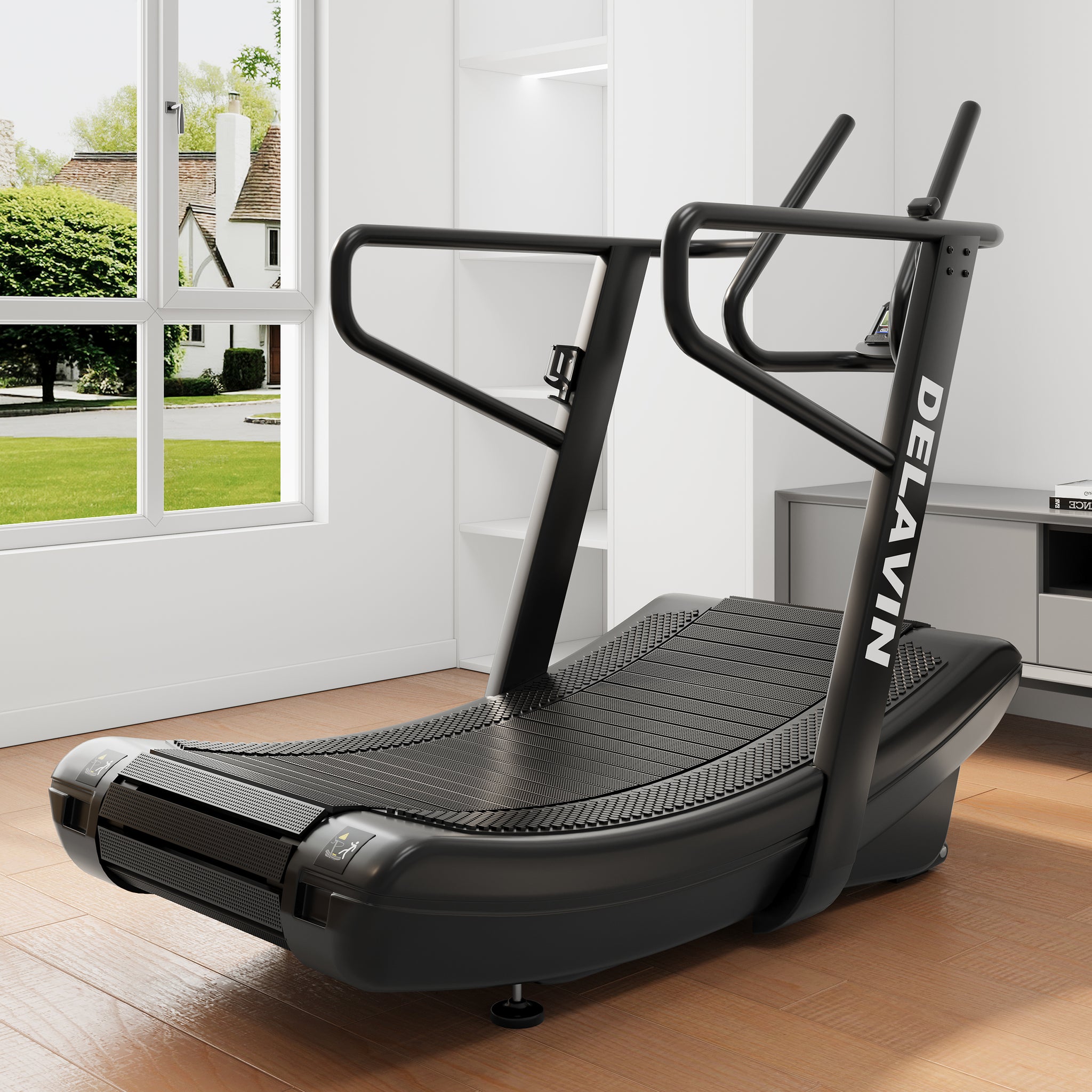 DELAVIN Curved Manual Treadmill, Non Electric Treadmill with