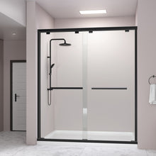 Load image into Gallery viewer, DELAVIN 57-59 in Width x 75 in Height Semi-Frameless Shower Door, Double Sliding Shower Glass Door with Explosion-Proof Film
