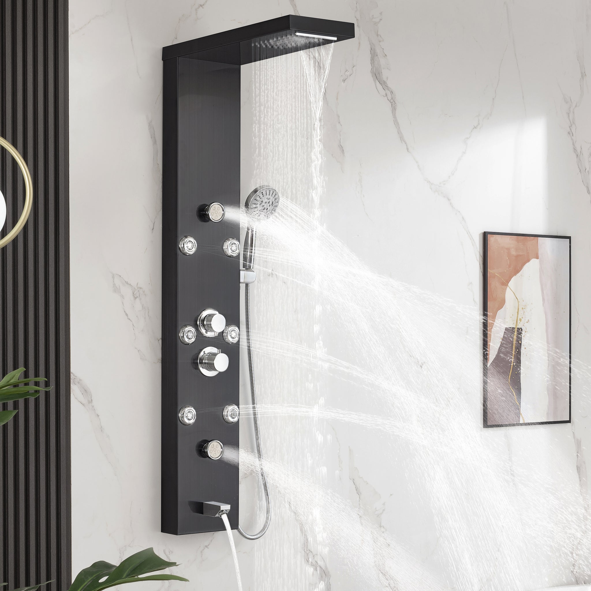 Seven Dwarfs Photo Shower 美顔器 DELAVIN Shower Panel Stainless Steel Shower Tower, 5-Function