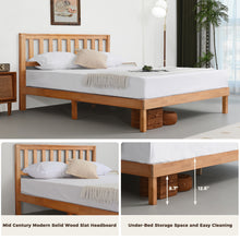 Load image into Gallery viewer, DELAVIN Solid Wood Bed Frame with Headboard, Solid Wood Platform Bed
