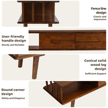 Load image into Gallery viewer, DELAVIN Solid Wood TV Stand with Fence Line Storage
