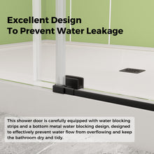 Load image into Gallery viewer, DELAVIN Frameless Shower Door, Black Sliding Shower Door with 1/4" (6mm) Clear SGCC Certified Tempered Glass, Explosion-Proof Film, Stainless Steel Hardware
