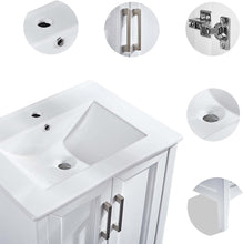 Load image into Gallery viewer, DELAVIN 24 inch Freestanding Wood Bathroom Vanity and Sink Combo with White Rectangle Ceramic Vessel Sink
