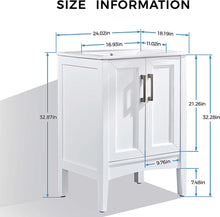 Load image into Gallery viewer, DELAVIN 24 inch Freestanding Wood Bathroom Vanity and Sink Combo with White Rectangle Ceramic Vessel Sink
