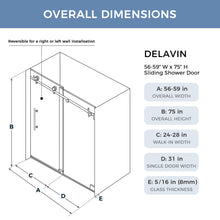 Load image into Gallery viewer, DELAVIN Frameless Glass Shower Door, Smooth Sliding Shower Door with 5/16&quot; Tempered Ultra-Clear Glass
