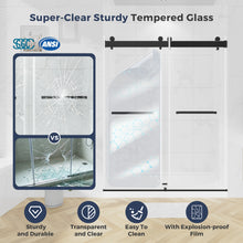 Load image into Gallery viewer, DELAVIN Double Sliding Shower Door, Frameless Shower Door, 1/4"(6mm) SGCC Tempered Glass, Noiseless Shatterproof Shower Doors with Square Rail, Stainless Steel, Aluminum, Matte Black
