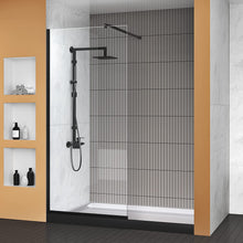 Load image into Gallery viewer, DELAVIN 34 Width x 72 Height Semi-Framed Glass Shower Wall with Explosion-Proof Film Matte Black
