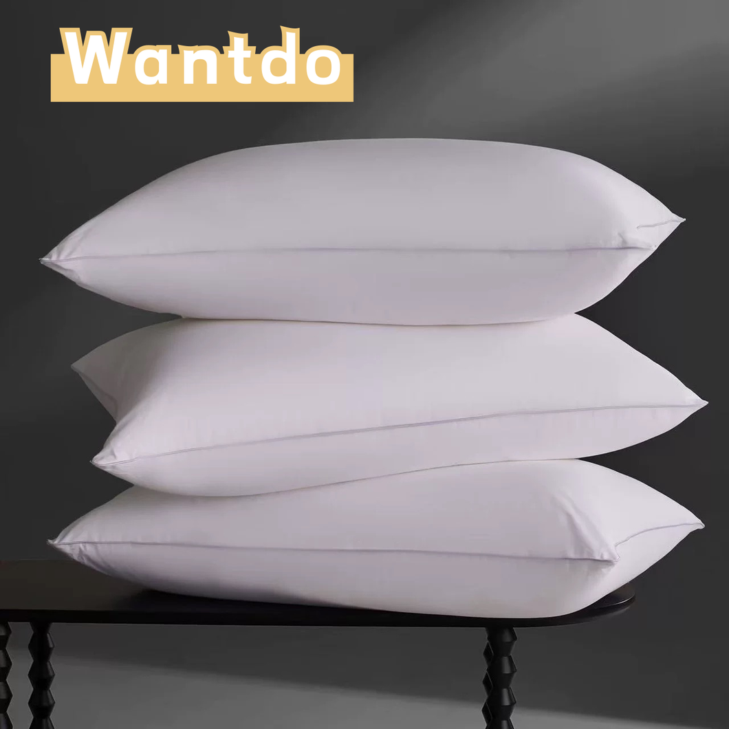 Wantdo 100% Cotton Hotel Pillows, Hypoallergenic Pillows with Down Alternative Fiber Fill for Side & Back Sleepers