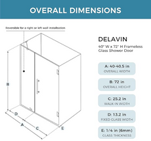 Load image into Gallery viewer, DELAVIN Frameless Hinged Shower Door, Hinged Glass Shower Door with 1/4"(6mm) SGCC Tempered Glass, Bathroom Swing Shower Door with Magnetic Seal Strips
