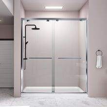 Load image into Gallery viewer, DELAVIN 57-59 in Width x 75 in Height Semi-Frameless Shower Door, Double Sliding Shower Glass Door with Explosion-Proof Film
