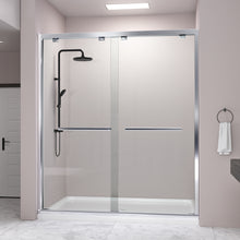 Load image into Gallery viewer, DELAVIN 57-59 in Width x 75 in Height Semi-Frameless Shower Door, Double Sliding Shower Glass Door with Explosion-Proof Film
