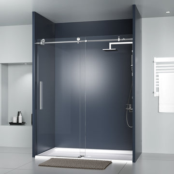 DELAVIN 56-60 Inch Width x 75 Inch Height Frameless Shower Door, Bathroom Sliding Glass Shower door with Explosion-Proof Film